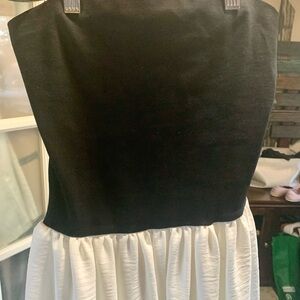 Black and White Strapless Dress
